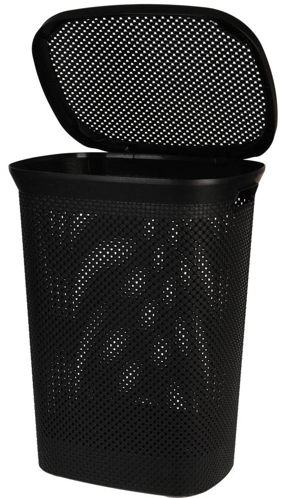 Wäschekorb aus Kunststoff, schwarz, 60 l Produktbild 