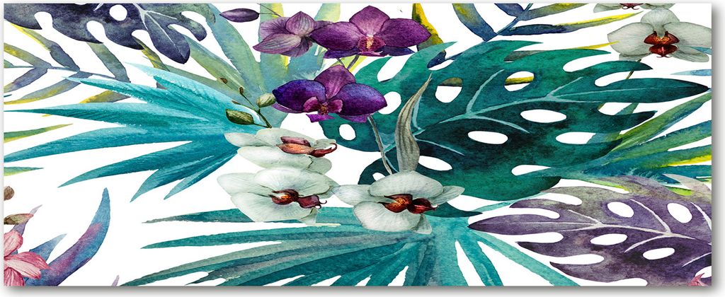 Tulup Leinwandbild - 125x50 cm - Wandkunst - Drucke auf Leinwand - Leinwanddruck - Blumen & Pflanzen - Mehrfarbig - Tropische Blumen