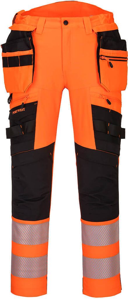 Portwest DX442 DX4 Warnschutzhose mit abnehmbaren Holstertaschen Orange/Black Gr. 46