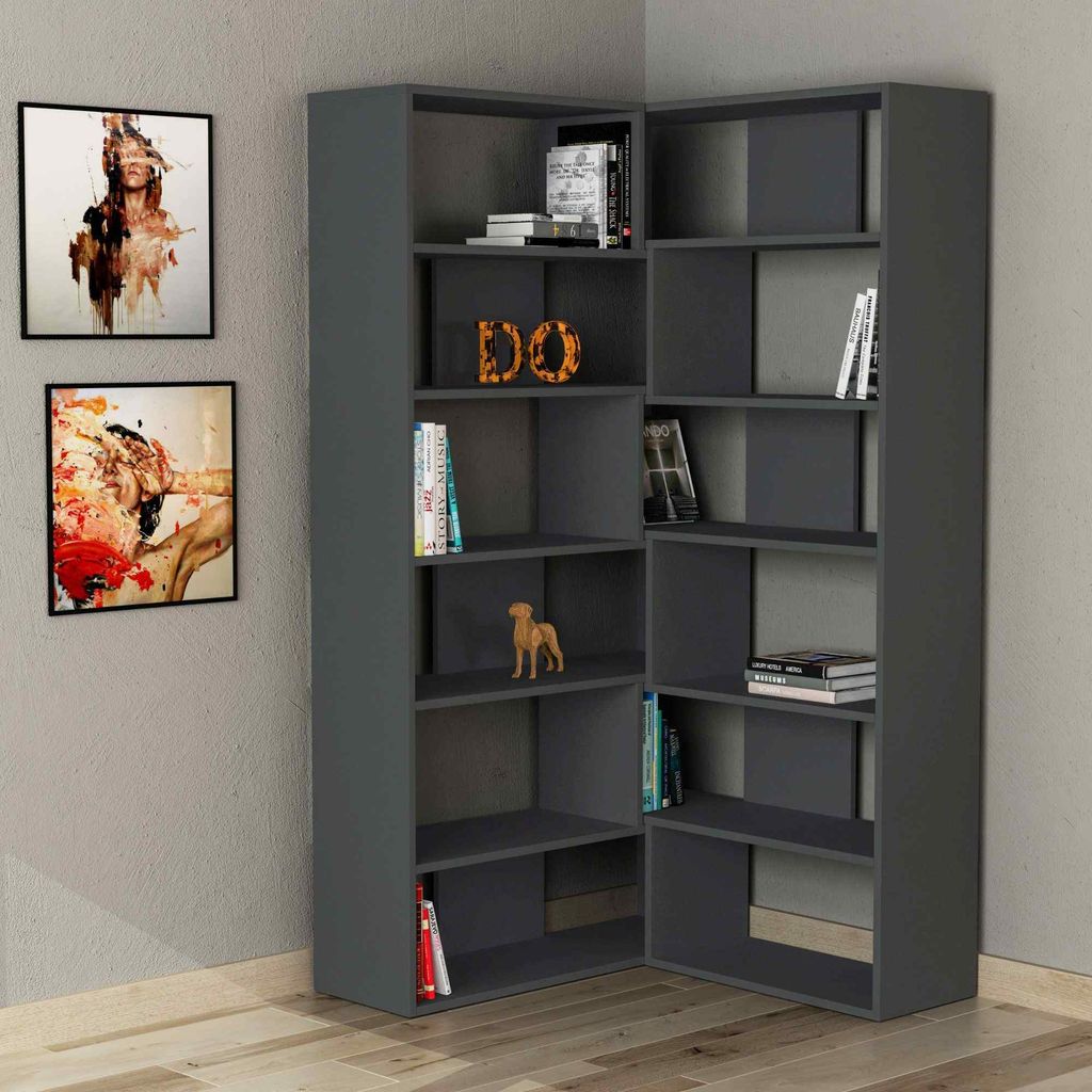 Bibliothèque d'angle MAURICIO n°4 anthracite Image du produit 