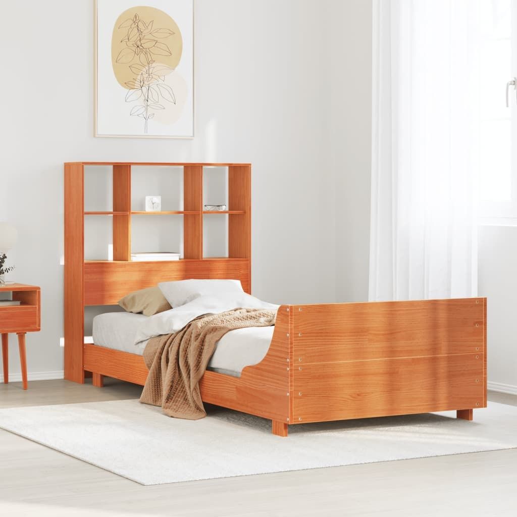 Maison Exclusive - Massivholzbett ohne Matratze Wachsbraun 100x200 Kiefernholz