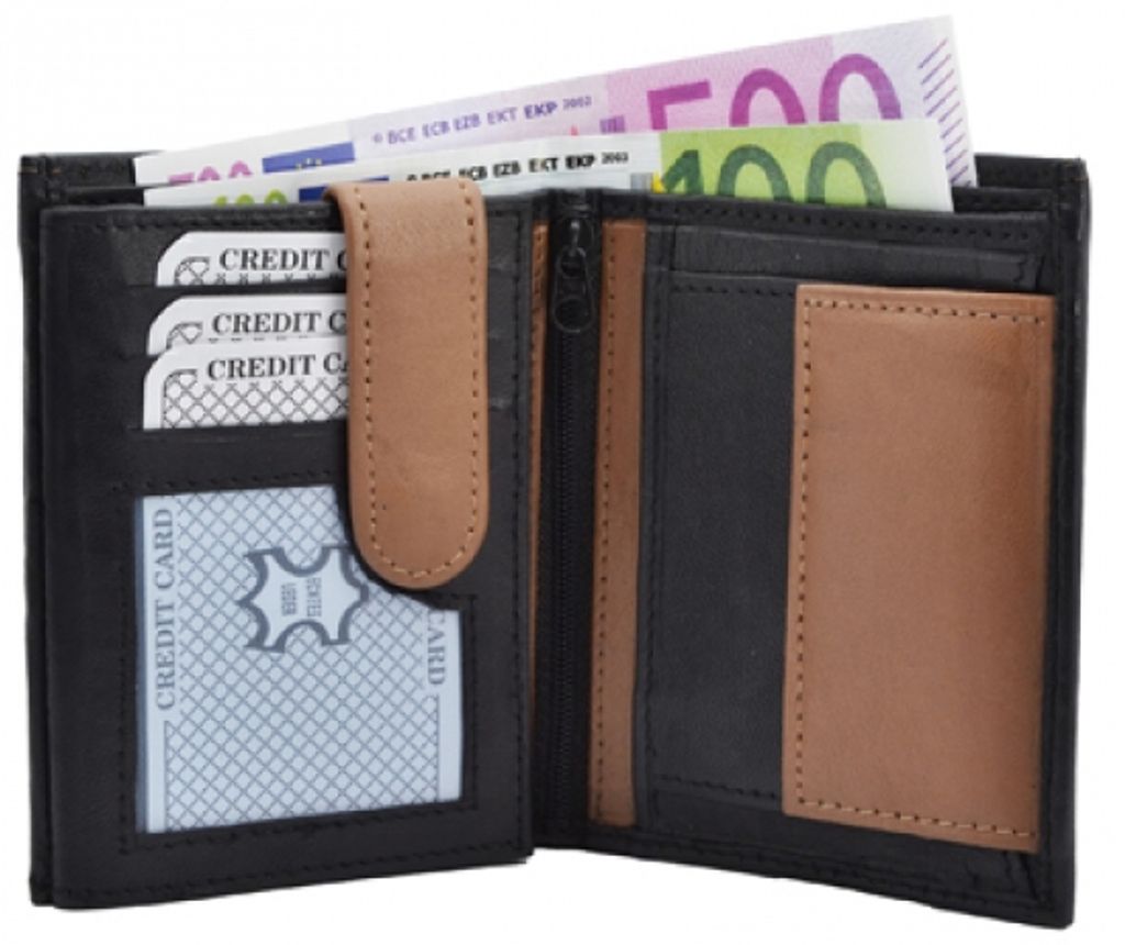 Geldbörse Nappa-Leder Kombibörse schwarz/tan Produktbild 