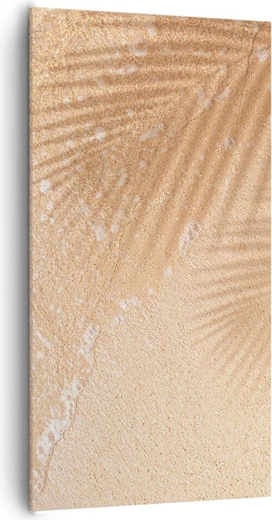 Bild auf Leinwand - Leinwandbild - Einteilig - Sand Schatten Blätter - 65x120cm - Wand Bild - Wanddeko - Wandbilder - Leinwanddruck - Bilder - Wan...