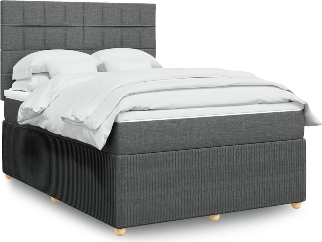 Maison Exclusive - Boxspringbett mit Matratze Dunkelgrau 160x200 cm Stoff