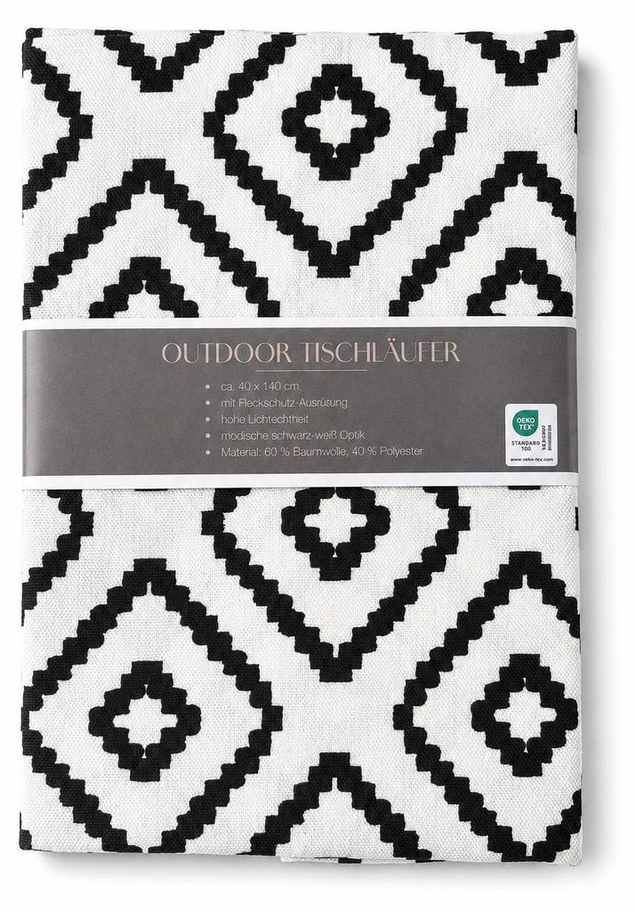 Outdoor Tischläufer AUDO kombinierbar Fleckschutz Schwarz Produktbild 