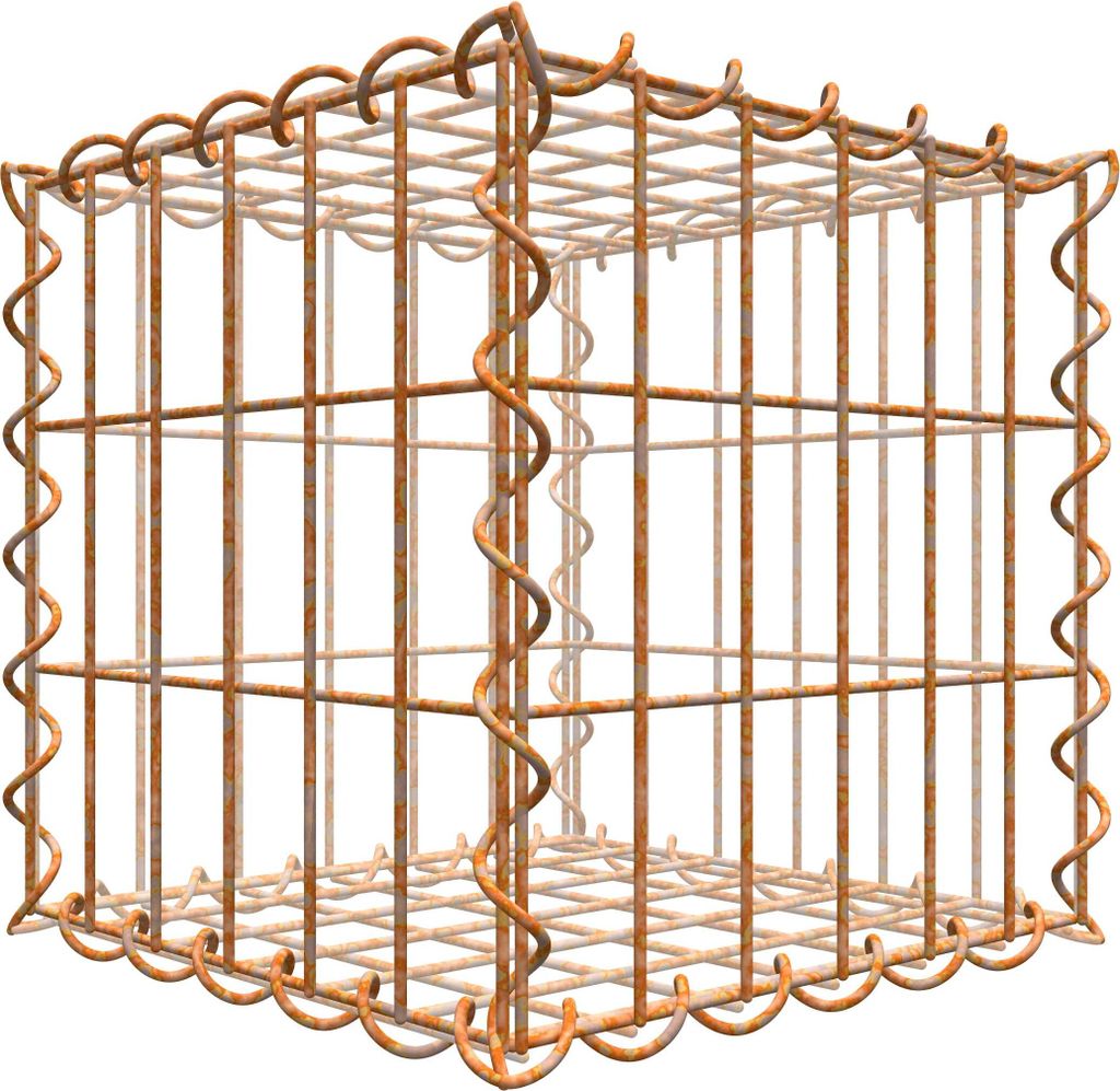 Rostige Gabione 30 cm x 30 cm x 30 cm (L x H x T), Maschenweite 5 cm x 10 cm, Spirale