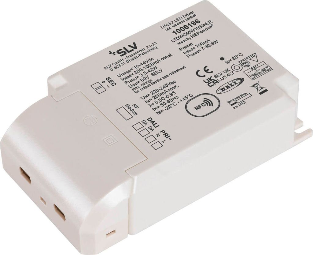 SLV 1006196 LED Treiber, 40W 700mA DALI dimmbar mit RF-Schnittstelle LED-Treiber weiß DALI