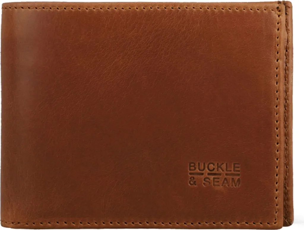 Buckle & Seam Portafoglio Bill Blu Cognac - Vera Pelle Uomo Premium