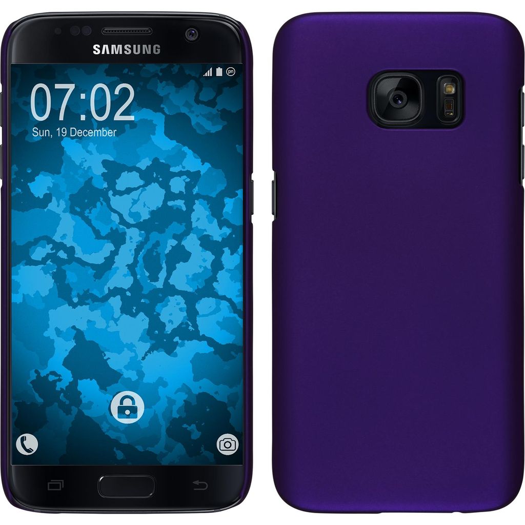 PhoneNatic Case kompatibel mit Samsung Galaxy S7 - Hülle lila gummiert Hard-case + 2 Schutzfolien