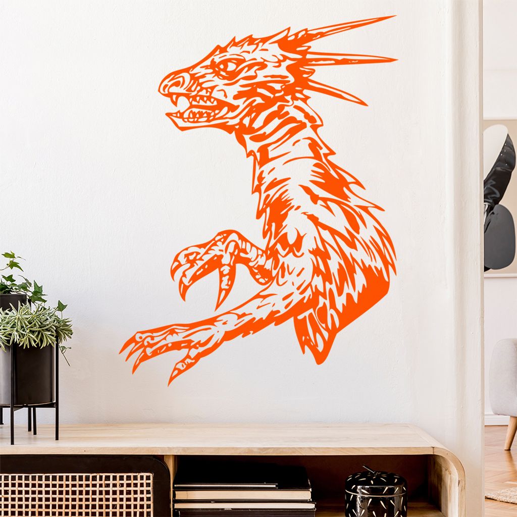 Drachen Kopf Wandtattoo in 6 Größen - Wandaufkleber Wall Sticker - Dekoration, Küche, Wohnzimmer, Schlafzimmer, Badezimmer