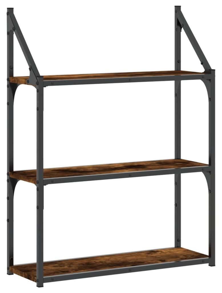 vidaXL Wandregal 3 Fächer Räuchereiche 60x21x78,5 cm Holzwerkstoff