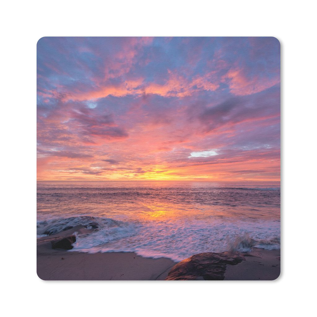 MuchoWow Mauspad Mousepad Strand - Meer - Sonnenuntergang 30x30 cm - Mousepads - Maus Mat - Pad - Mausunterlage - Gaming