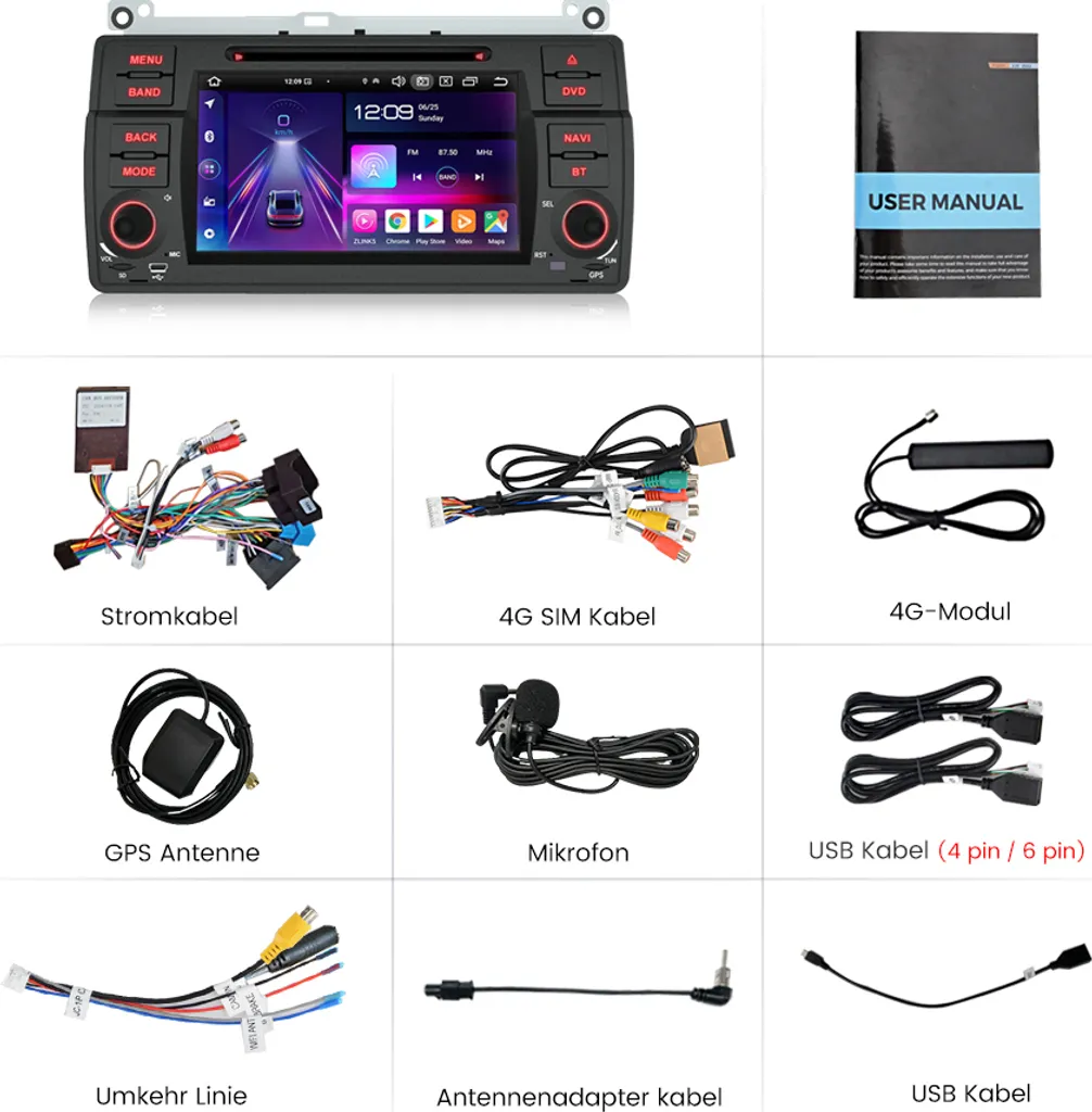 Ecran Tactile Android 10 GPS BMW E46 Bluetooth DAB+ Autoradio 4G 64GB - 3