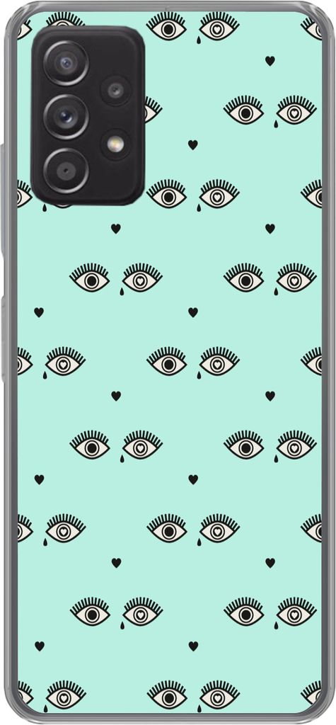 MuchoWow Handyhülle Schutzhülle Hülle für Telefoonhoesje Samsung galaxy a73 Mädchen - Augen - Herzen - Muster - Mädchen - Kinder - Kinder S...