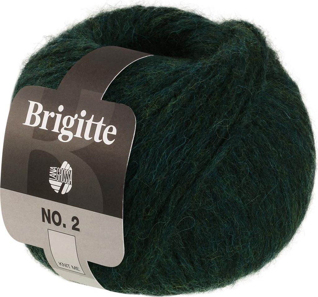 Lana Grossa BRIGITTE NO. 2 50 g hochwertige Mischung aus Schurwolle, Baumwolle und Alpaka 140 m Farbe 073 - Schwarzgrün