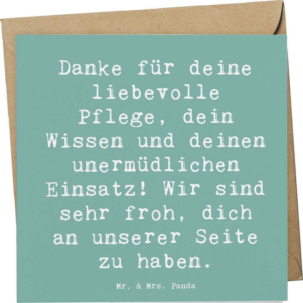 Mr. & Mrs. Panda Grußkarte Spruch Dankbare Pflegekraft - Meeresbrise - Geschenk, Pflege, anlasskarte, Bedanken, Pflegekräfte Wertschätzung, Dank...