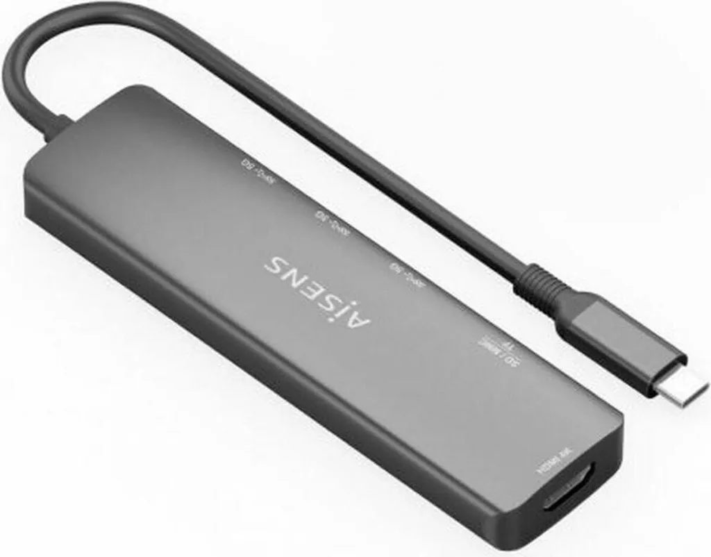 Docking Station Aisens ASUC-6P024-GR USB-C 6 in 1 per MacBook e iPad