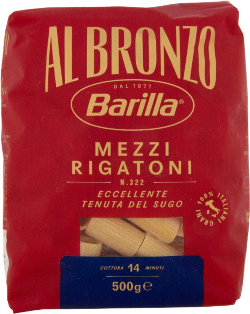 Barilla, pâtes Mezzi Rigatoni, n°322, bronze, 500 g Image du produit 