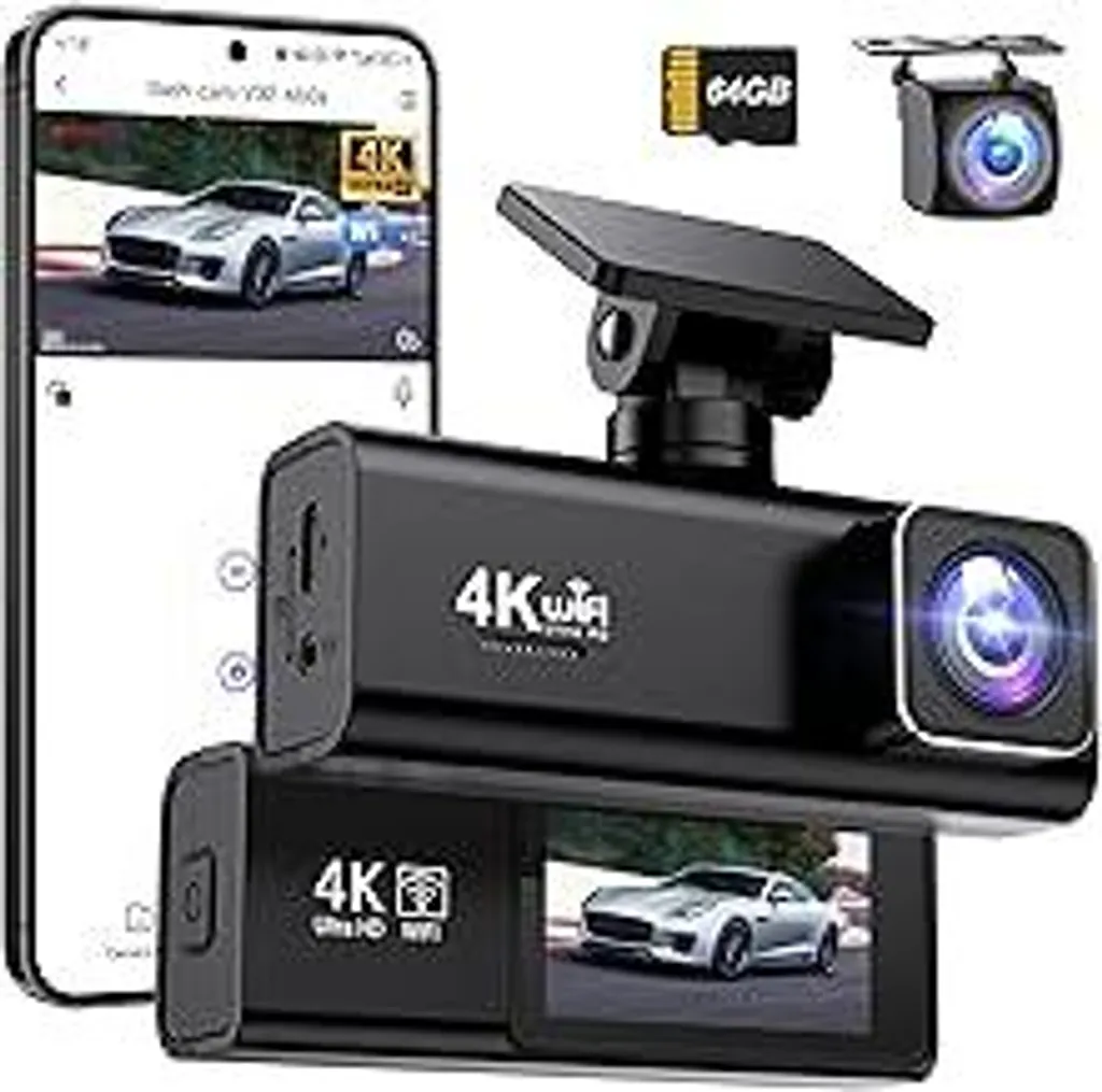 Dash Cam 4K WiFi per Auto - Doppia Telecamera Visione Notturna 170°