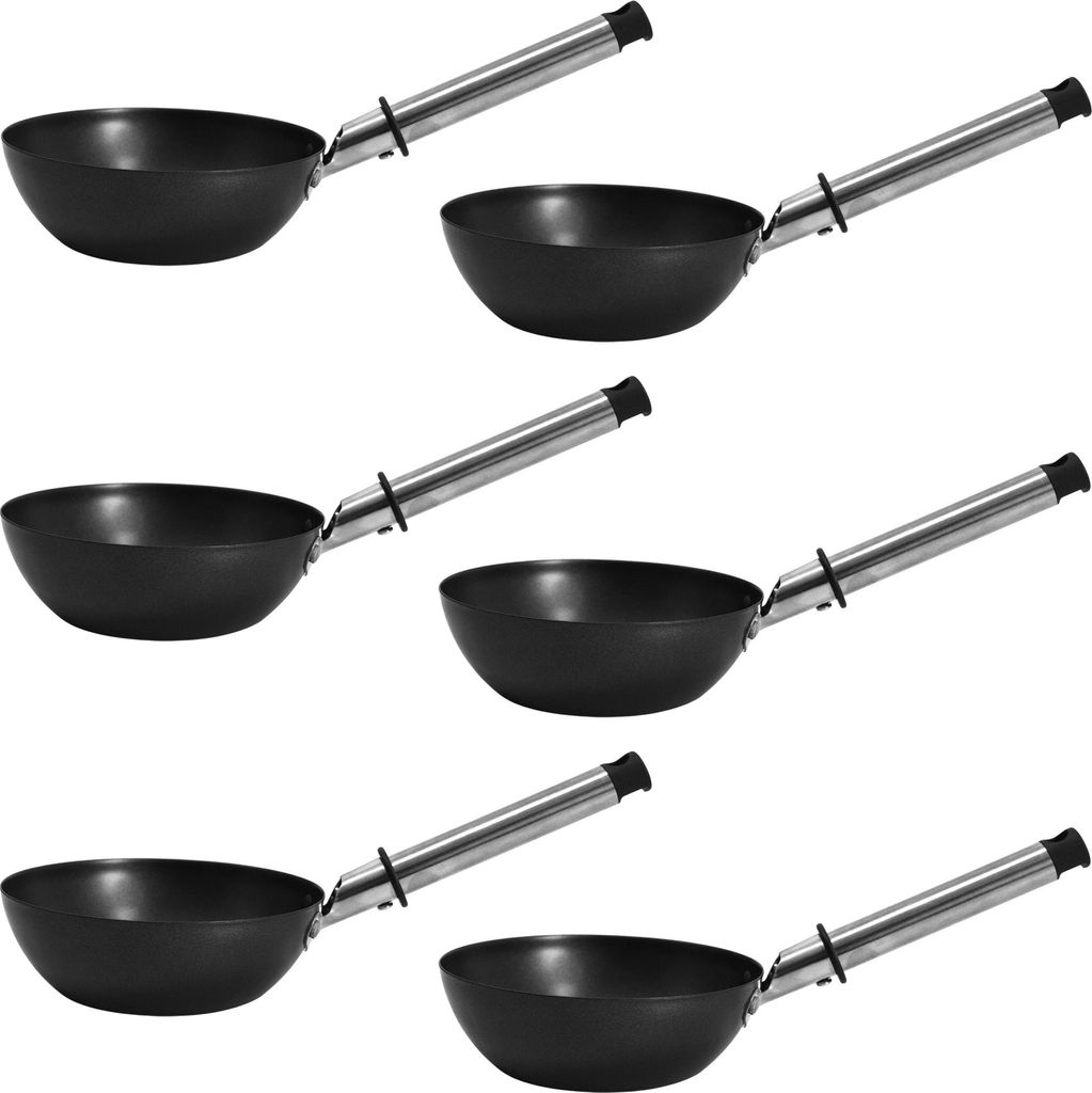 Syntrox Germany Universal Wok Grill Pfännchen Emailliert – Antihaft-Zubehör für Raclette & Crêpes-Maker, Ø12 cm, Robust & Vielseitig (6 Stück)