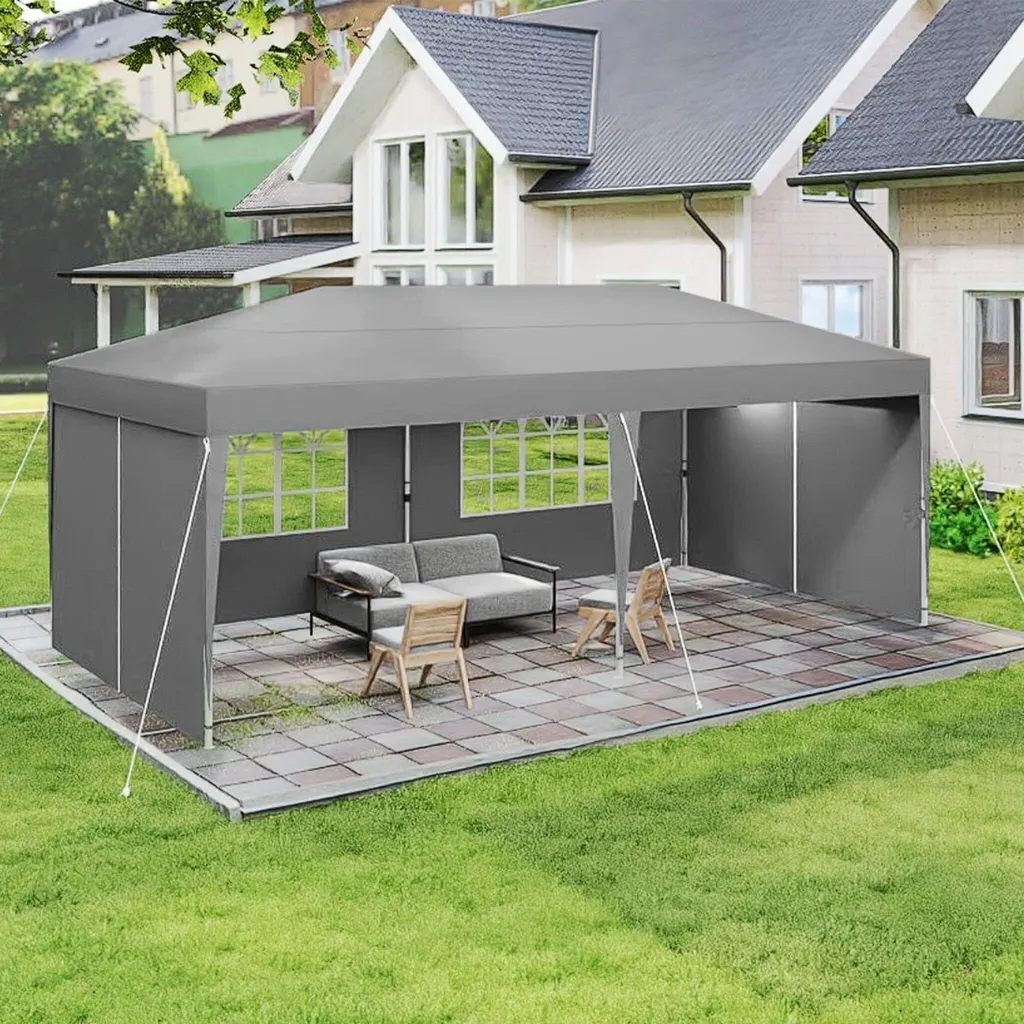 Tente de réception pliante 3x6 m imperméable pour jardin et terrasse