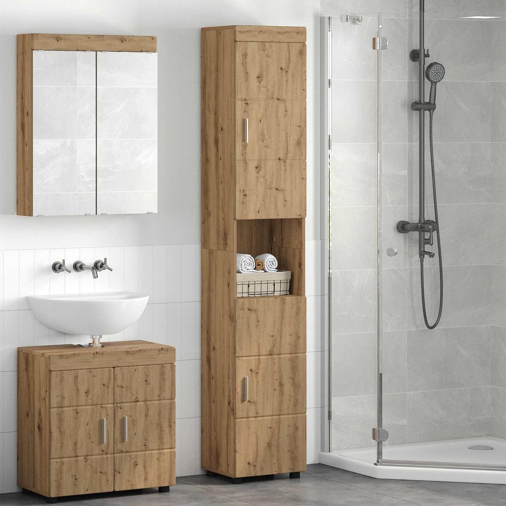 Maison Exclusive - Badezimmerschrank-Set TULUM Artisan-Eiche 37 x 31,5 x 203 cm