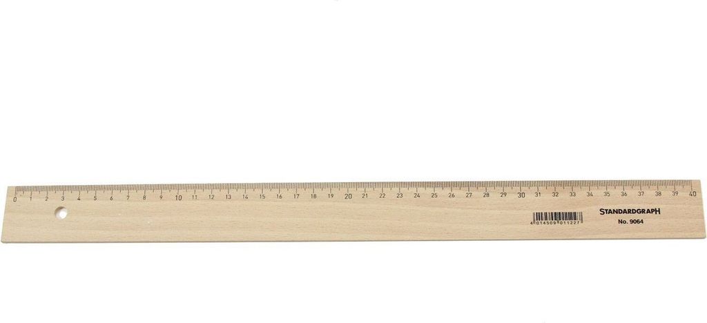 M+R Holzlineal 400 mm Buche mit Metalleinlage