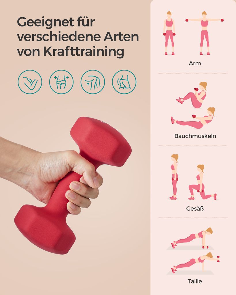 SONGMICS Hanteln, 2er Set, 2 x 4 kg, Hantelset, Produktbild 5