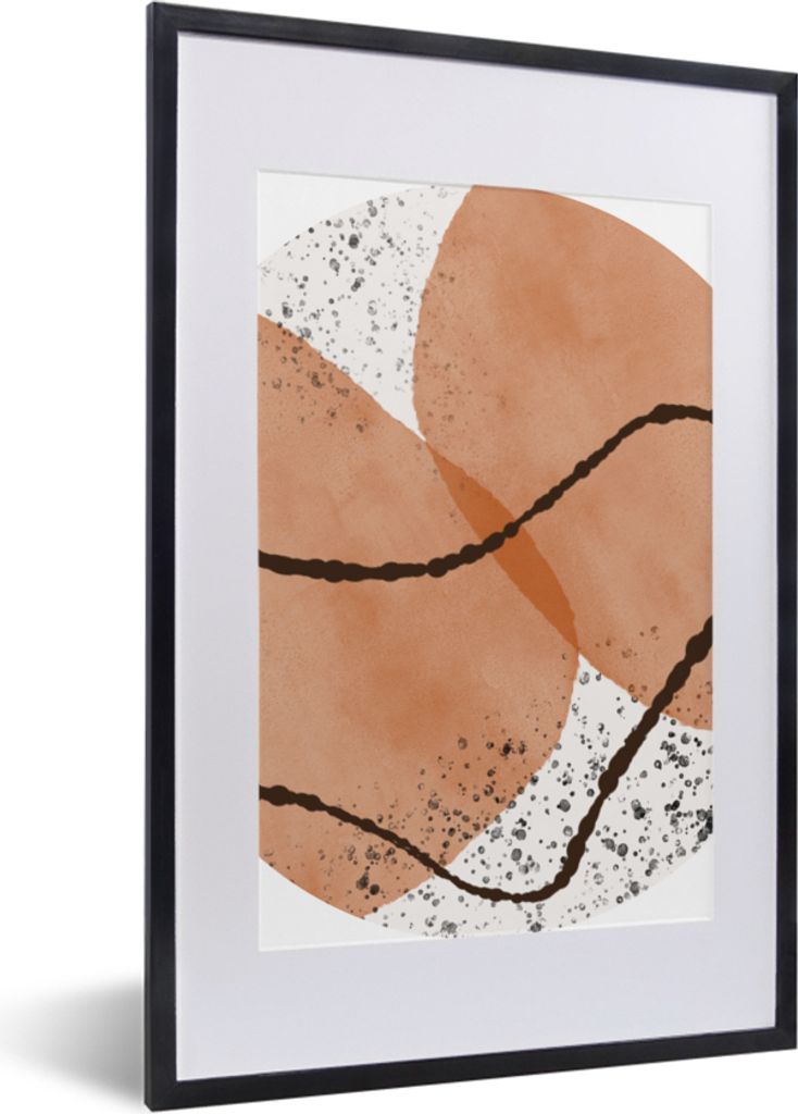 MuchoWow Gerahmtes Poster Abstrakt - Aquarellfarbe - Tupfen - Terrakotta 40x60 cm - Poster mit Schwarzem Bilderrahmen Wandposter Rahmen Foto Bild...