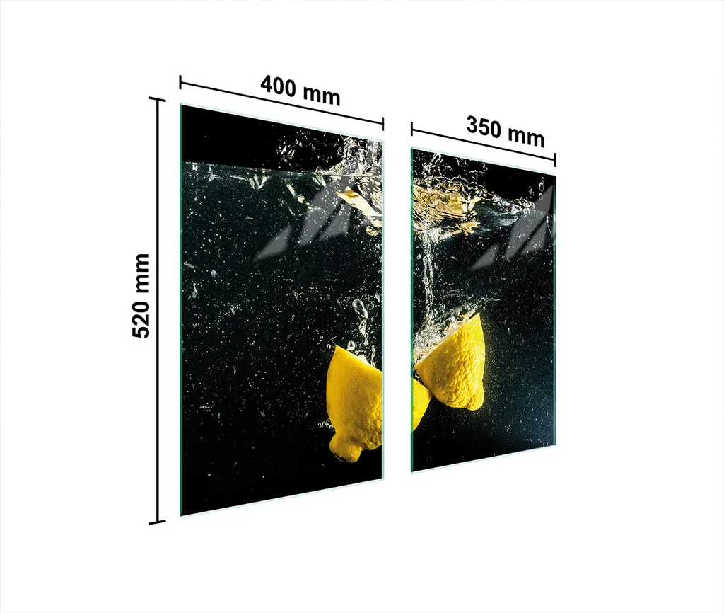 Copri Piano Cottura Vetro 75x52 Limone Nero | Tagliere e Protezione