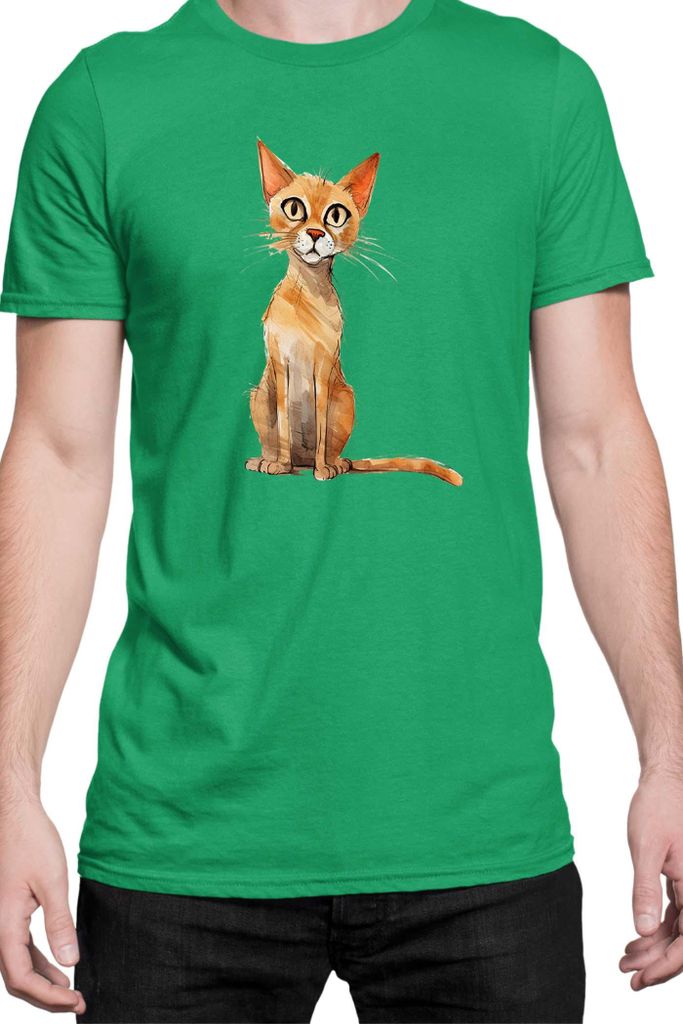 Herren T-Shirt Funny Cats Breeds Arabian Mau Cat, Man 3XL / Grün