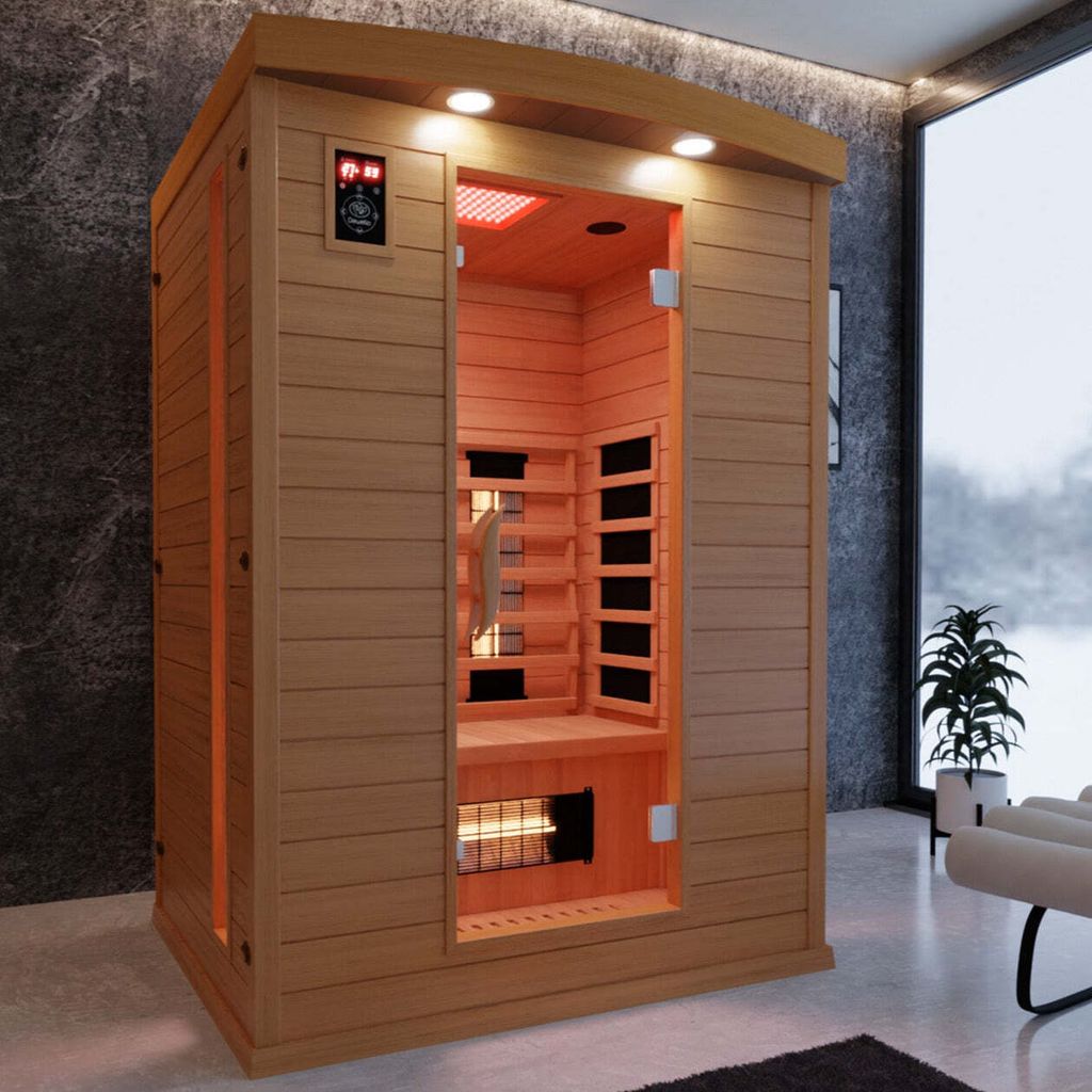 Luxus LED Infrarotsauna 135x105 cm Infrarotkabine Wärmekabine Dual Therm Vollspektrum