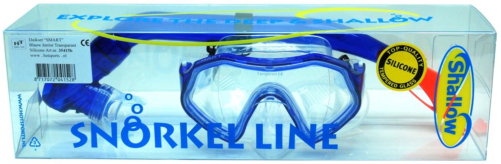 Shallow Tauchset für Kinder - Silikon Schnorchelset blau transparent