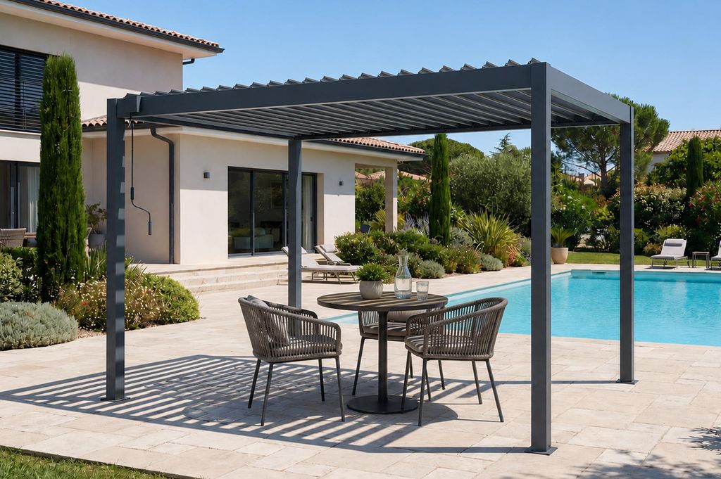 PIANA 3x2m freistehende, bioklimatische Pergola aus grauem Produktbild 