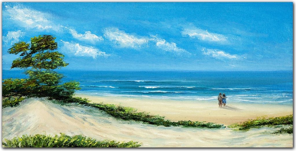 Coloray Bild aus Acryl 140 cm x 70 cm - Gehärtetes Acryl Bild auf Acrylglas Küche Wohnzimmer Wanddekoration Dekoration - Strand Paar Meer