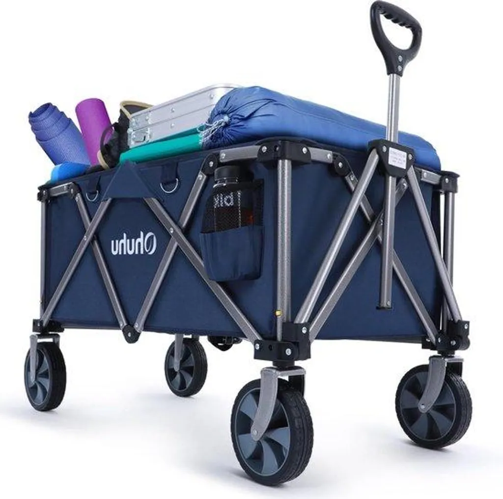 Chariot de transport XL bleu pliable 145L charge 150 kg pour jardin