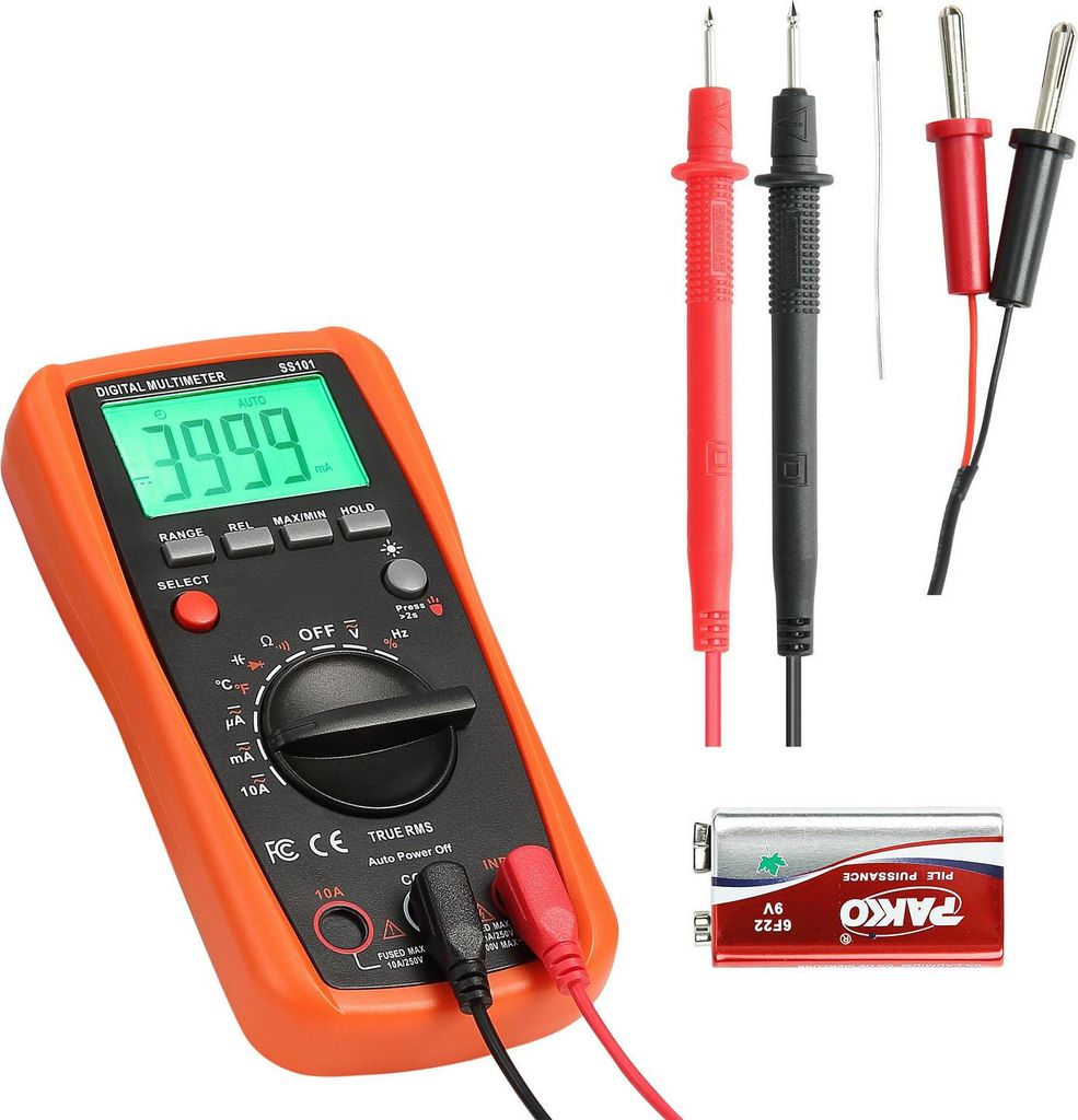 SucceBuy Digitalmultimeter, 4000-Count TRMS DC/AC Voltmeter Stromtester, Auto-Ranging-Multimeter für Messung von Strom, Spannung, Widerstand, Kapa...
