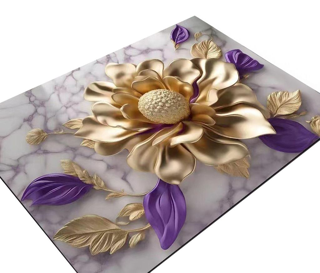 3D-Blumenmuster-Teppich, saugfähige Kieselgur-Badematte mit Blumenmuster und rutschfester Unterseite für Eingangsbereich, Küche, Badezimmer, Dus...