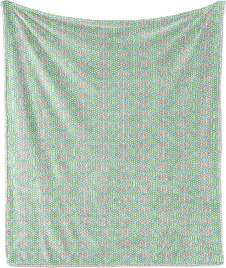 ABAKUHAUS Blumen Weich Flanell Fleece Decke, Die Wiederholung Pastell Themed Geometric Design Stammes- Kunst Rhombus Karo-Muster, 175 x 230 cm, Pal...