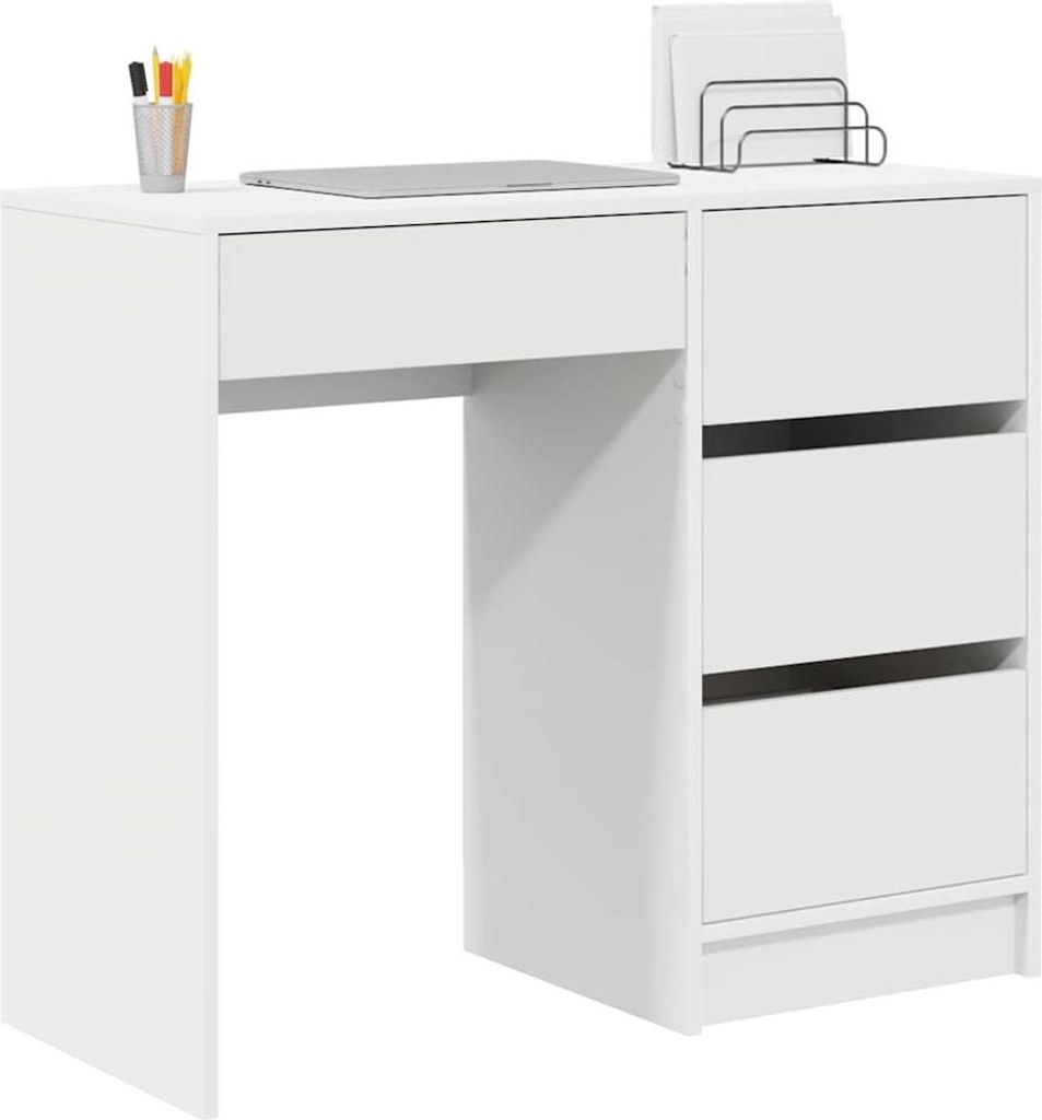 Best Möbel Schreibtisch 1 PC Moderne HOMMIE - Computertisch/Bürotisch - mit Speicher Weiß 90 x 37,5 x 75 cm Holzwerkstoff - Schreibtische design...