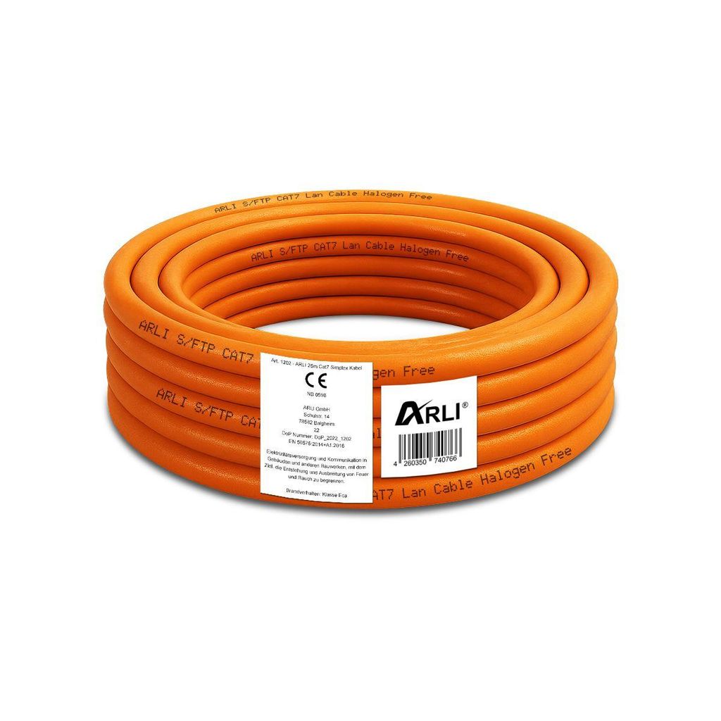 ARLI Cat7 Verlegekabel 25 m S/FTP PIMF Halogenfrei Netzwerkkabel