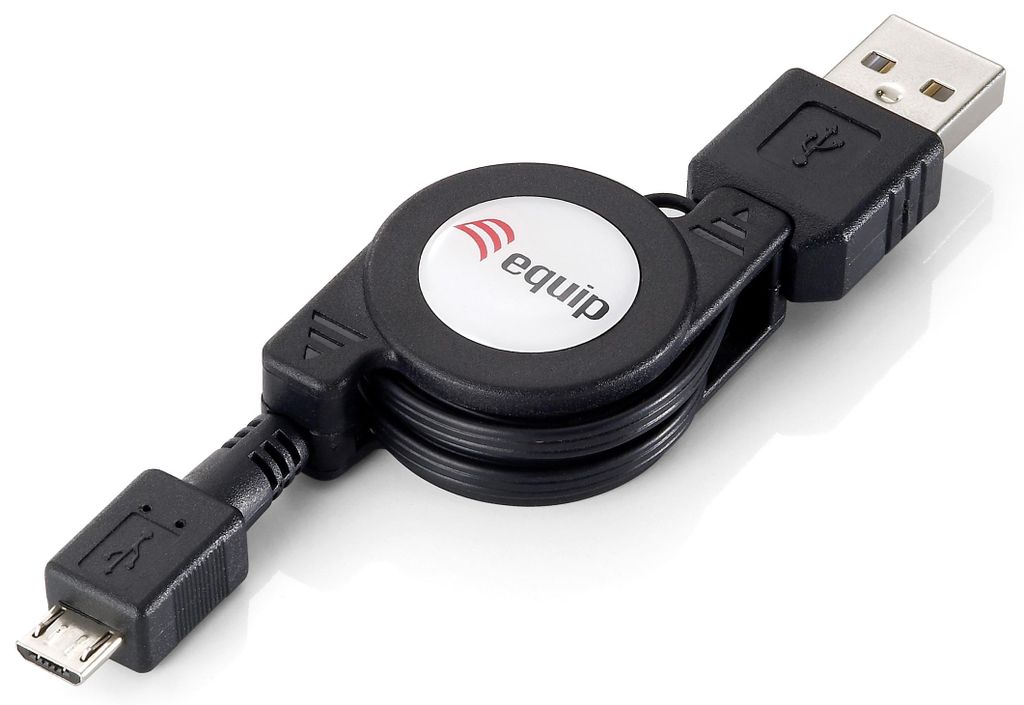 Výsuvný kábel USB 2.0 A na Micro-B, 1,0 m , čierny Obrázok produktu 