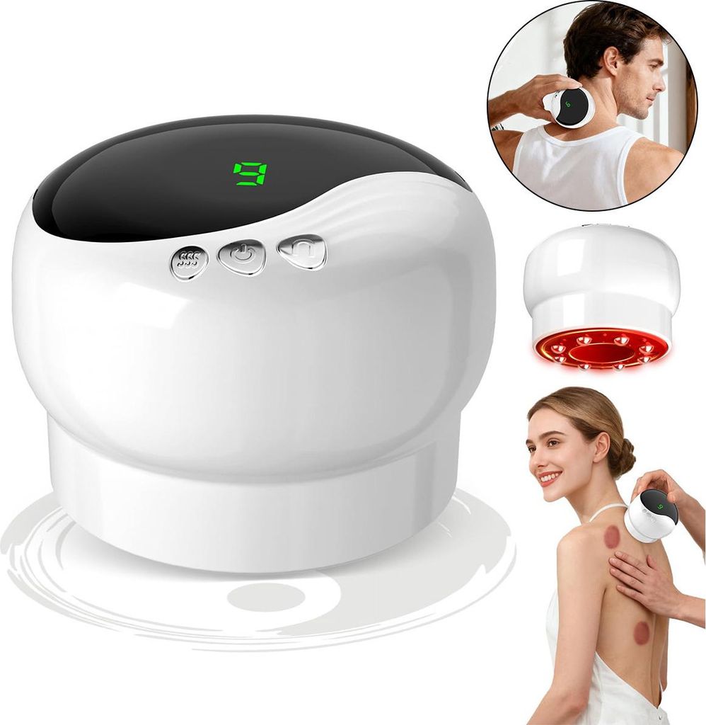 Kabelloses Schröpfmassagegerät – 9 Temperatur- & 9 Saugstufen, Lymphdrainage & Muskelentspannung