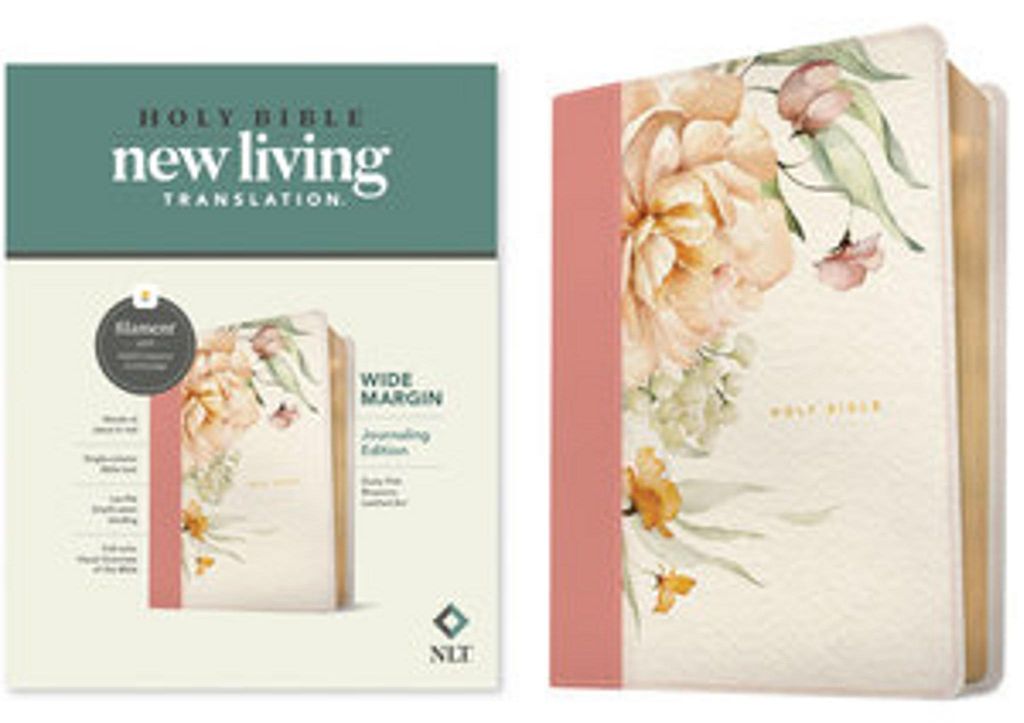 NLT Wide Margin Bible, Filament Enabled (Leatherlike, Dusty Pink Blossoms, Red Letter)