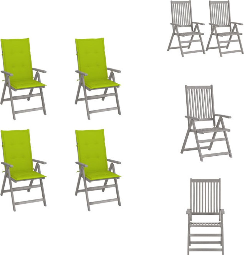 vidaXL Hochlehner Verstellbar 4 Stk. mit Auflagen Massivholz Akazie - Gartenstühle