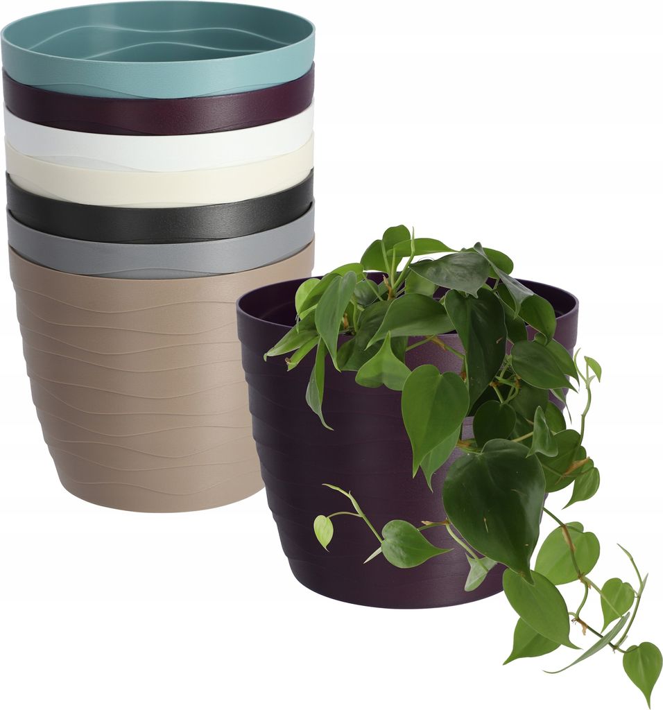 KADAX Blumentopf aus Kunststoff "Ufra", einfacher Pflanztopf, runder Topf, 13 cm, Pflaume