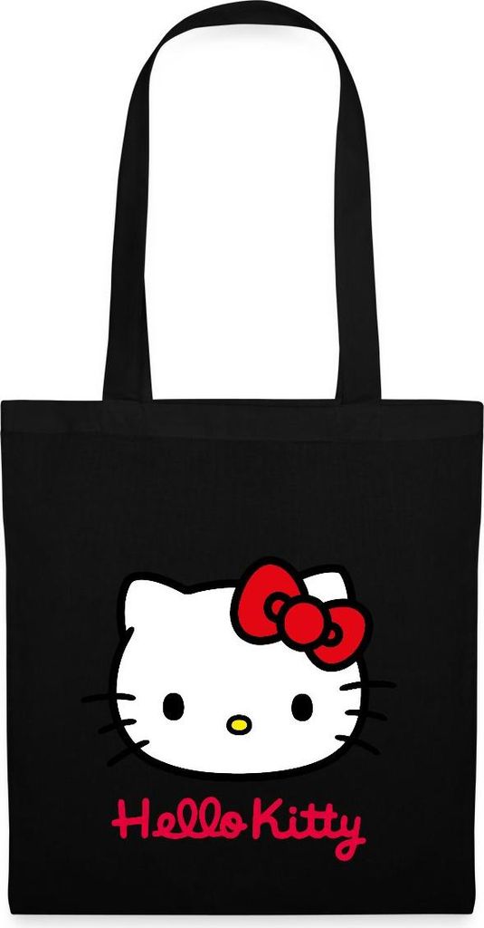 Spreadshirt Hello Kitty Klassisch Mit Schriftzug Stoffbeutel, One size, Schwarz