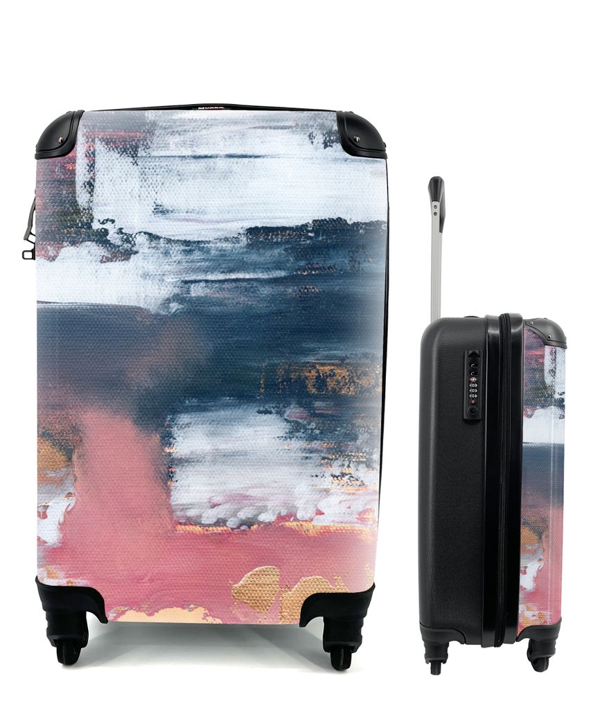 MuchoWow Koffer Handgepäck Trolley Rollkoffer Kleine Reisekoffer mit 4 Rollen - Abstrakt - Malerei - Design - Cabin Size < 55x40x23 cm & 55x40x2...
