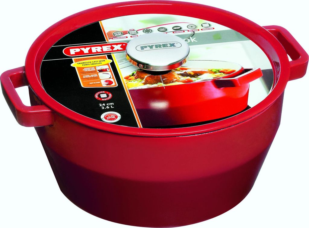 PYREX Pyrex Slowcook Gusseisentopf - Ø 24 cm - 3,6 l - Kirschrot