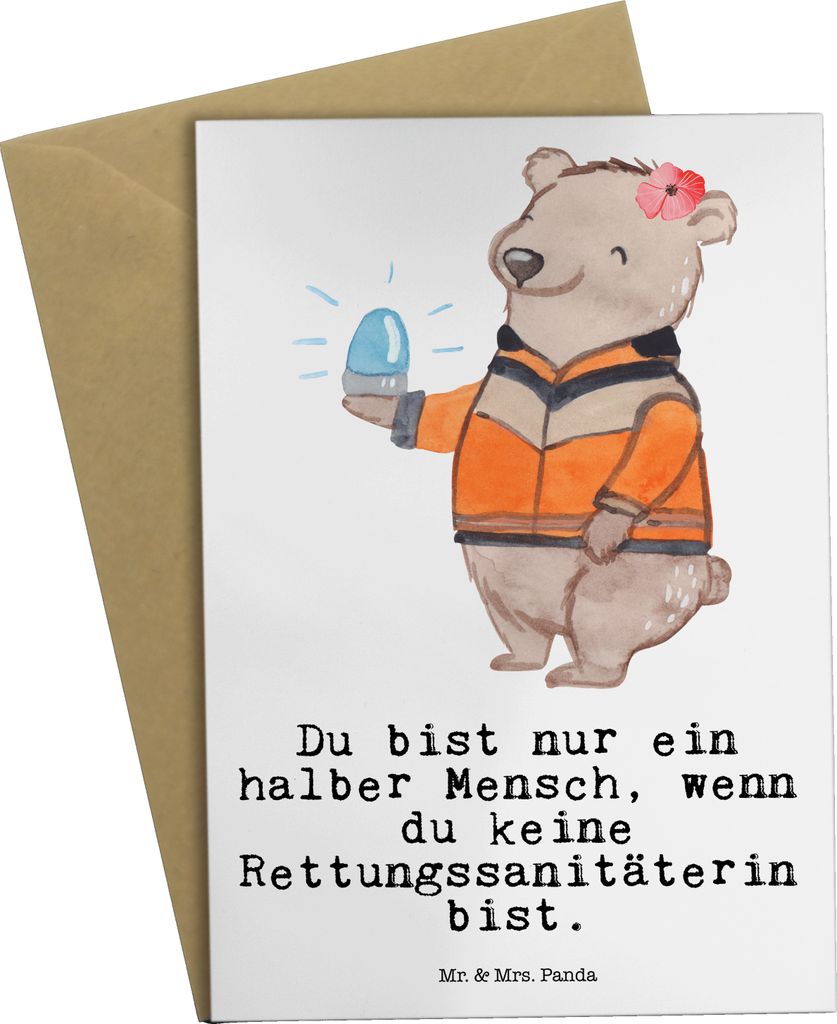 Mr. & Mrs. Panda neujahrskarte Rettungssanitäterin Herz - Weiß - Geschenk, Grußkarte, osterkarten, einladungskarten, dankeskarten, weihnachtskar...